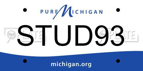 STUD93 Michigan License Plate