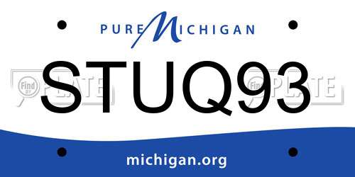 STUQ93 Michigan License Plate