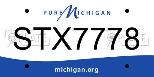 STX7778 Michigan License Plate