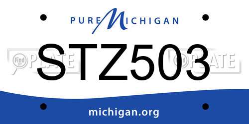 STZ503 Michigan License Plate