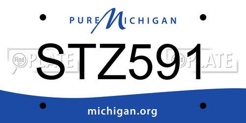 STZ591 Michigan License Plate
