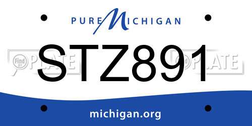 STZ891 Michigan License Plate
