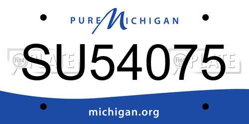 SU54075 Michigan License Plate