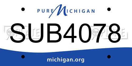 SUB4078 Michigan License Plate