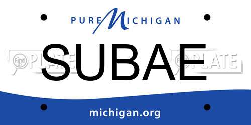 SUBAE Michigan License Plate