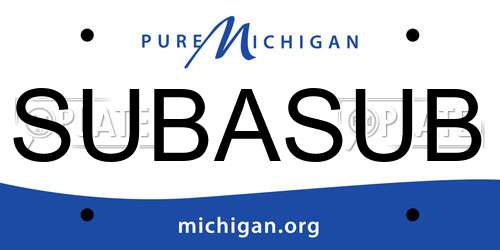 SUBASUB Michigan License Plate