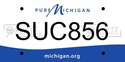 SUC856 Michigan License Plate