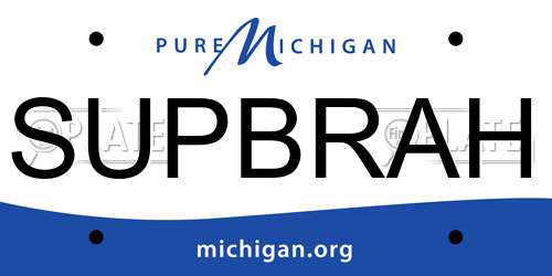 SUPBRAH Michigan License Plate