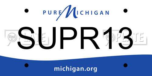 SUPR13 Michigan License Plate