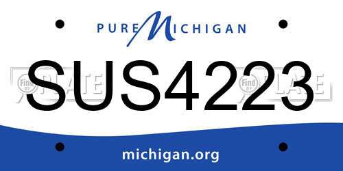 SUS4223 Michigan License Plate