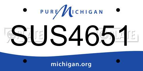 SUS4651 Michigan License Plate
