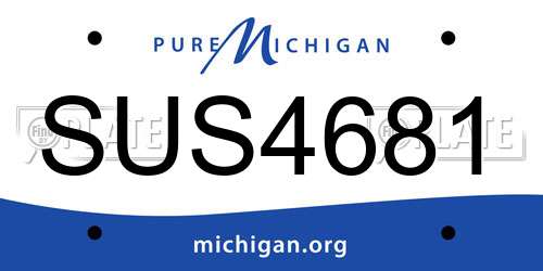 SUS4681 Michigan License Plate