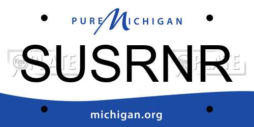 SUSRNR Michigan License Plate