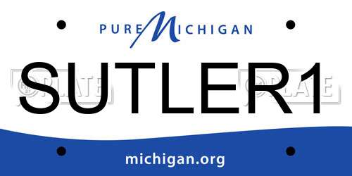 SUTLER1 Michigan License Plate