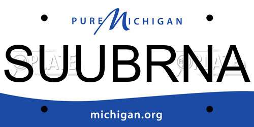 SUUBRNA Michigan License Plate