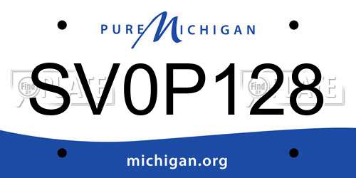 SV0P128 Michigan License Plate
