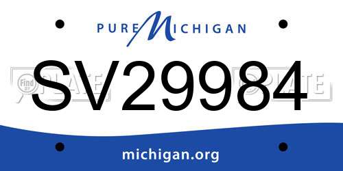 SV29984 Michigan License Plate
