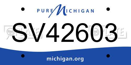 SV42603 Michigan License Plate