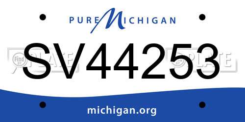 SV44253 Michigan License Plate