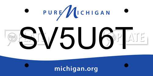 SV5U6T Michigan License Plate
