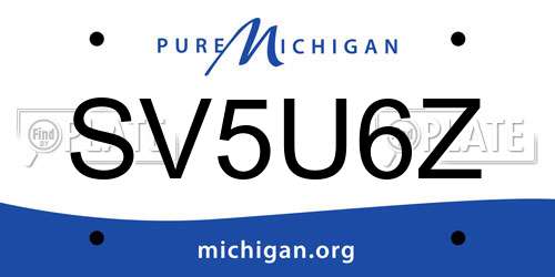 SV5U6Z Michigan License Plate
