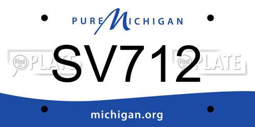 SV712 Michigan License Plate