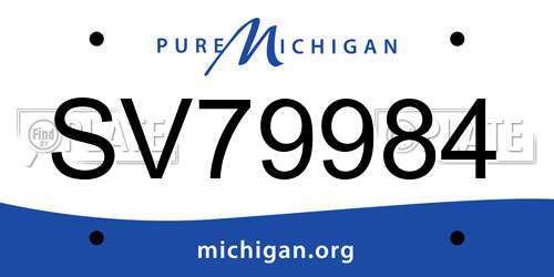 SV79984 Michigan License Plate