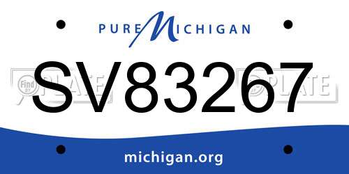 SV83267 Michigan License Plate