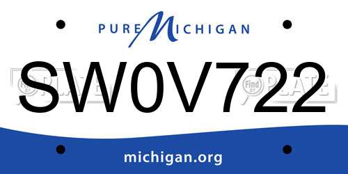 SW0V722 Michigan License Plate