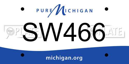 SW466 Michigan License Plate