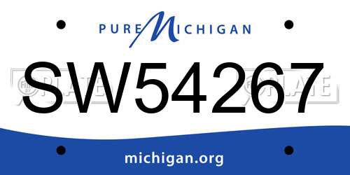 SW54267 Michigan License Plate