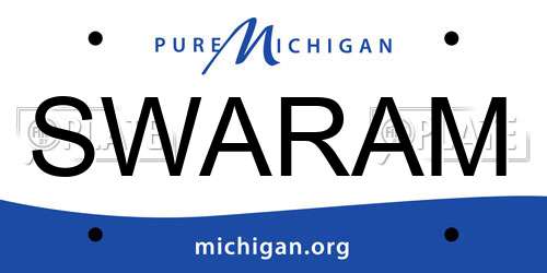 SWARAM Michigan License Plate