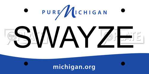 SWAYZE Michigan License Plate