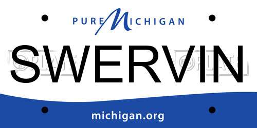 SWERVIN Michigan License Plate