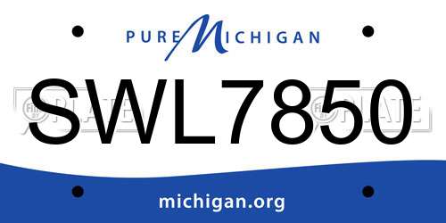 SWL7850 Michigan License Plate