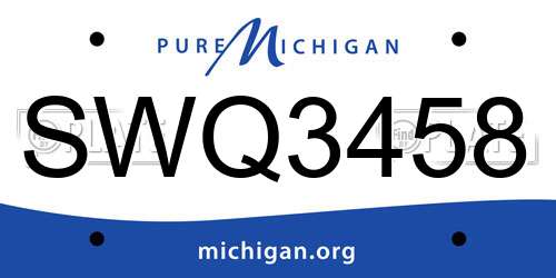 SWQ3458 Michigan License Plate