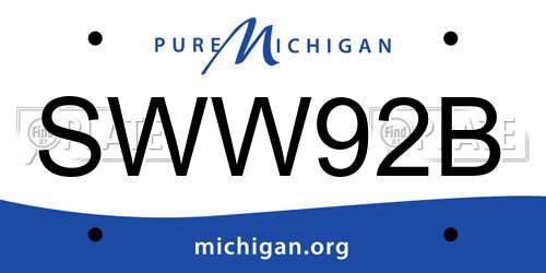 SWW92B Michigan License Plate