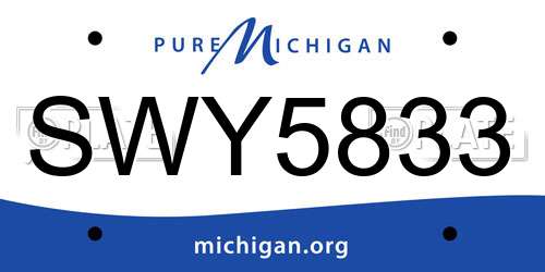 SWY5833 Michigan License Plate