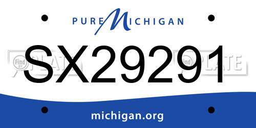 SX29291 Michigan License Plate