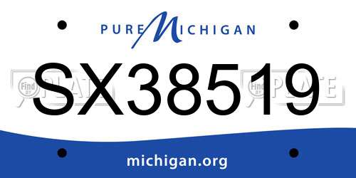 SX38519 Michigan License Plate