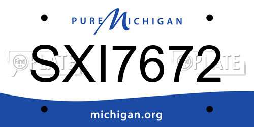 SXI7672 Michigan License Plate