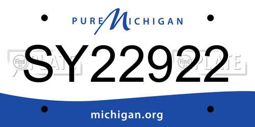 SY22922 Michigan License Plate