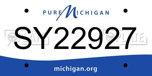 SY22927 Michigan License Plate