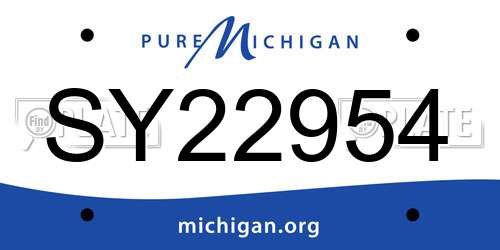 SY22954 Michigan License Plate