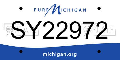 SY22972 Michigan License Plate