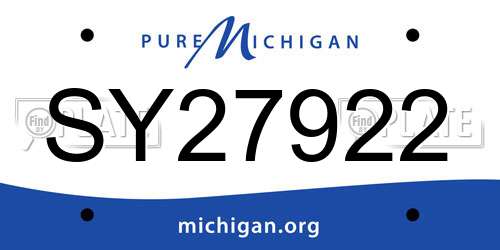 SY27922 Michigan License Plate