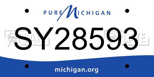 SY28593 Michigan License Plate