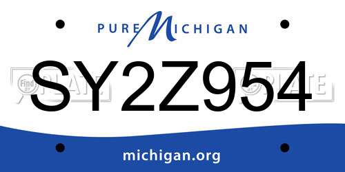 SY2Z954 Michigan License Plate