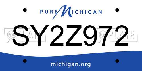 SY2Z972 Michigan License Plate
