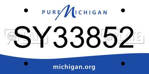 SY33852 Michigan License Plate